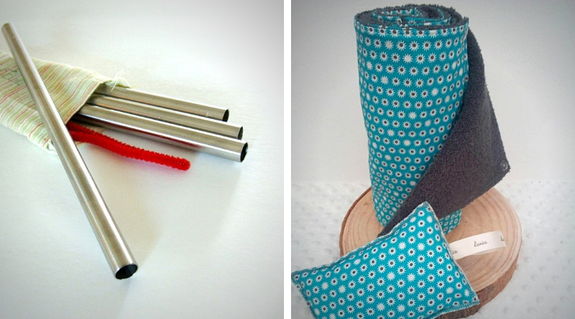 zéro déchet pailles réutilisables et essuie tout lavable