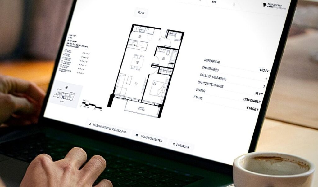 Le sélecteur de plans Smart Condo Plans permet d'explorer les unités d'un projet immobilier à partir de sa maison! 