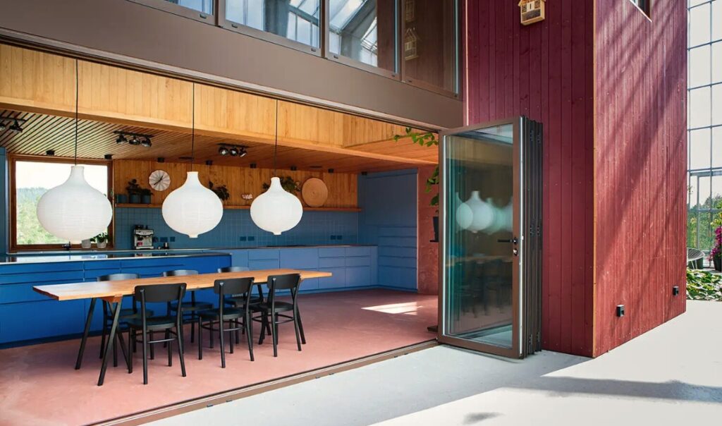 cuisine qui donne sur la serre