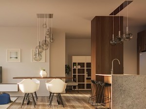 Kitchen with the dining room
