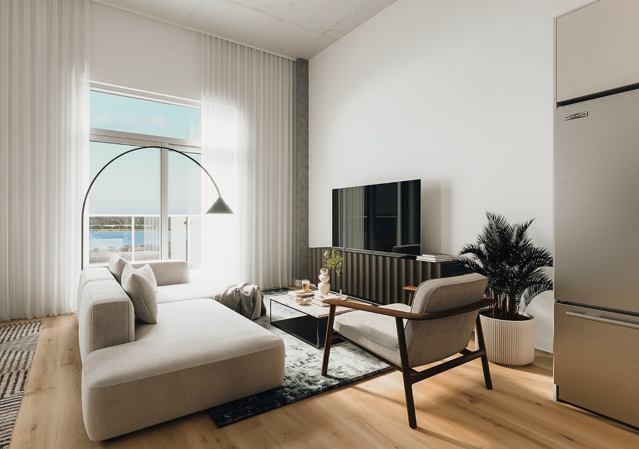 Altera living room with big windows