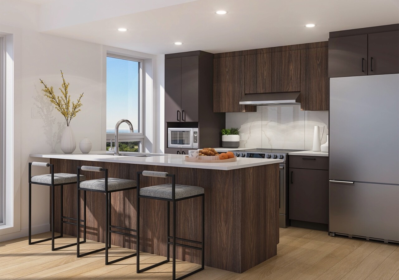 Condos Uniti cuisine finition foncée
