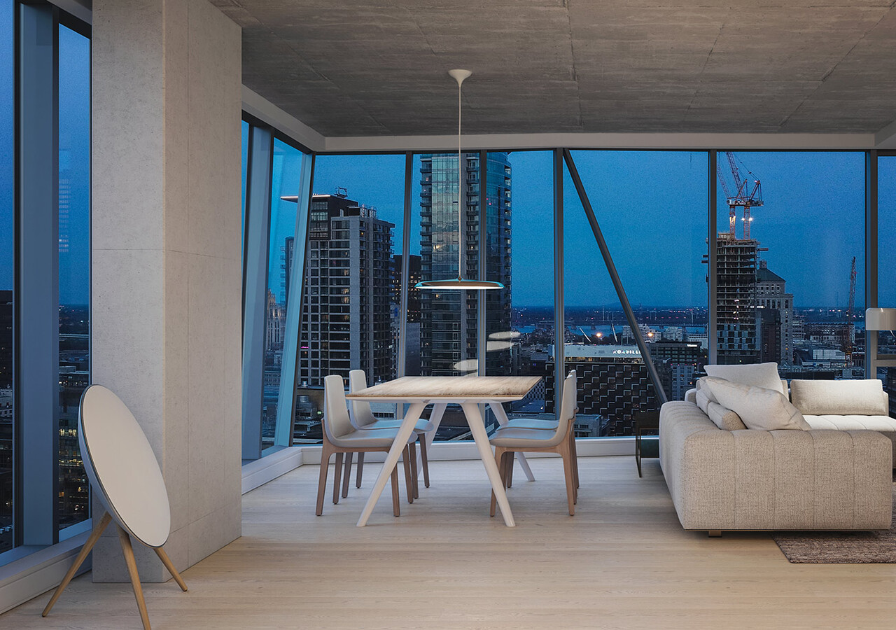 Imperia Condominiums living room with large windows