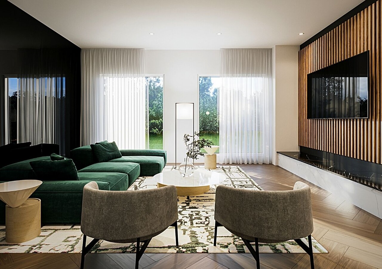 Marquise 7 living room with giant screen