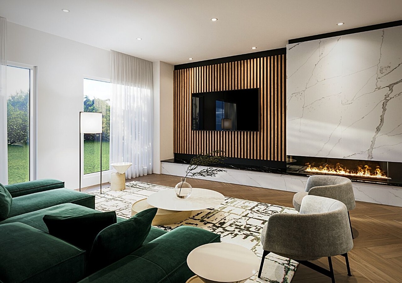Marquise 7 living room with giant screen