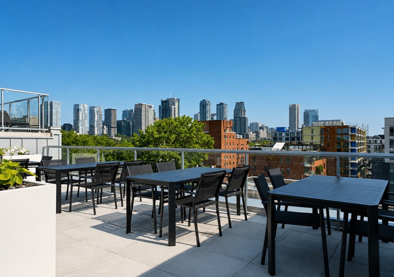 Sherwin rental condos rooftop terrace with pool